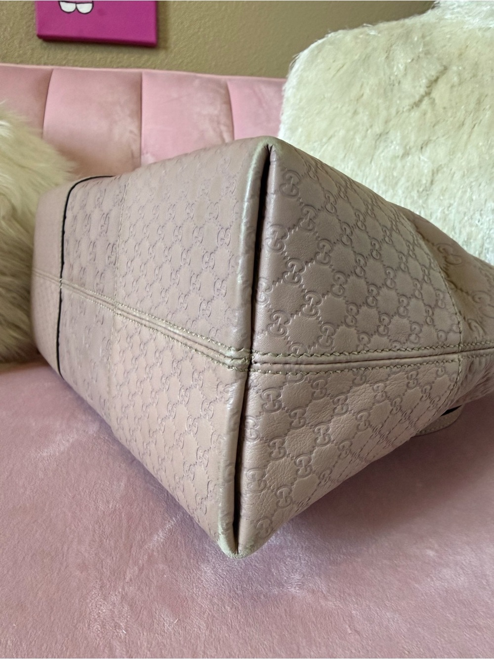 💯Auth GUCCI Guccisima BREE Shoulder Bag w Soft PINK Leather & Goldtone Hardware - Picture 6 of 16